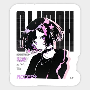 Glitch Harajuku Anime Girl Sticker